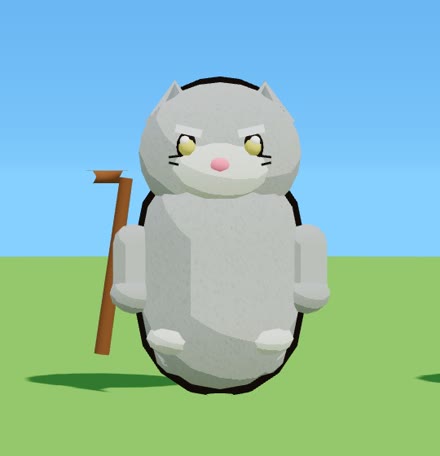 Old Man Cat standing front-on in the KittyKlash model viewer